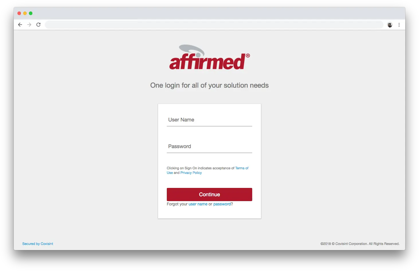 Affirmed SSO Screen