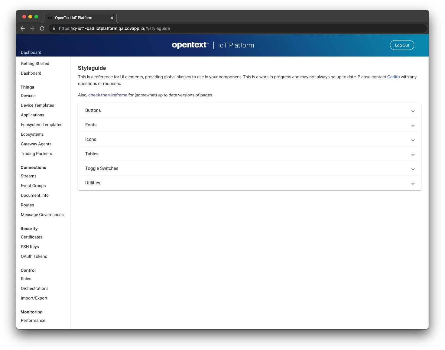 IoT UI App Styleguide
