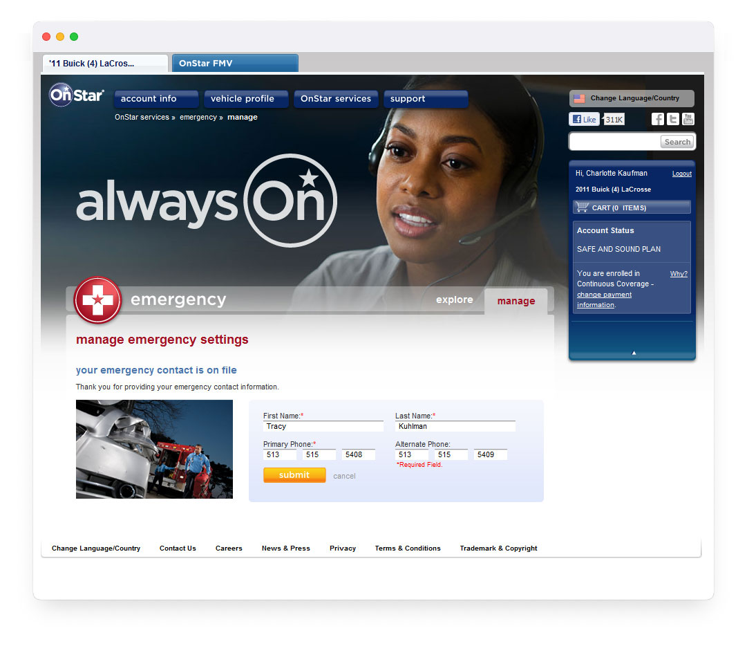 OnStar Responsive Login Screens
