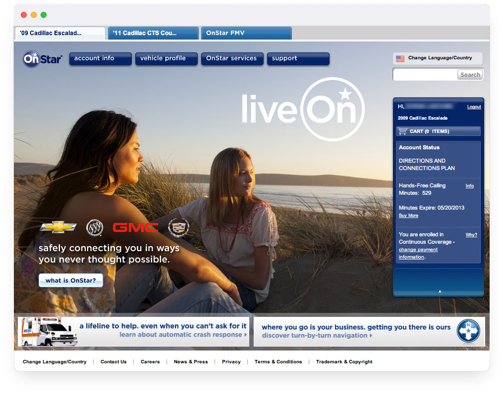 OnStar Signed-in Landing Page