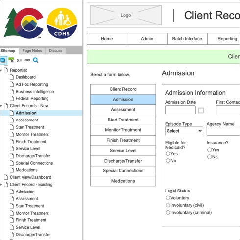 Colorado Department of Human Services Intake Wireframes